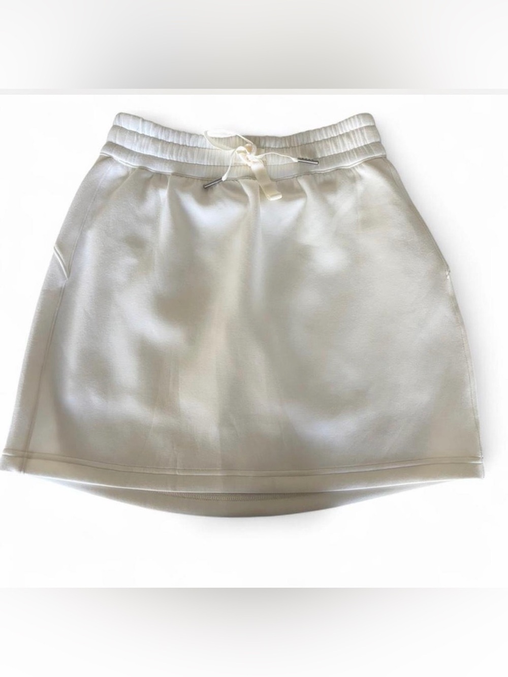 SPANX Cream Drawstring Waist Mini Skirt